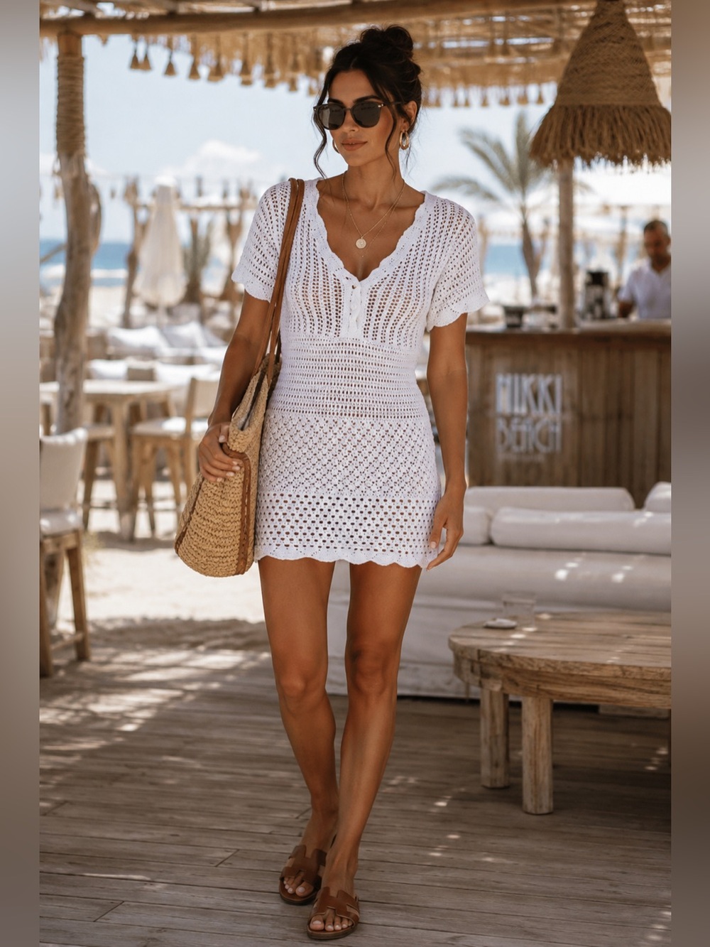 Cute summer crochet mini dress
